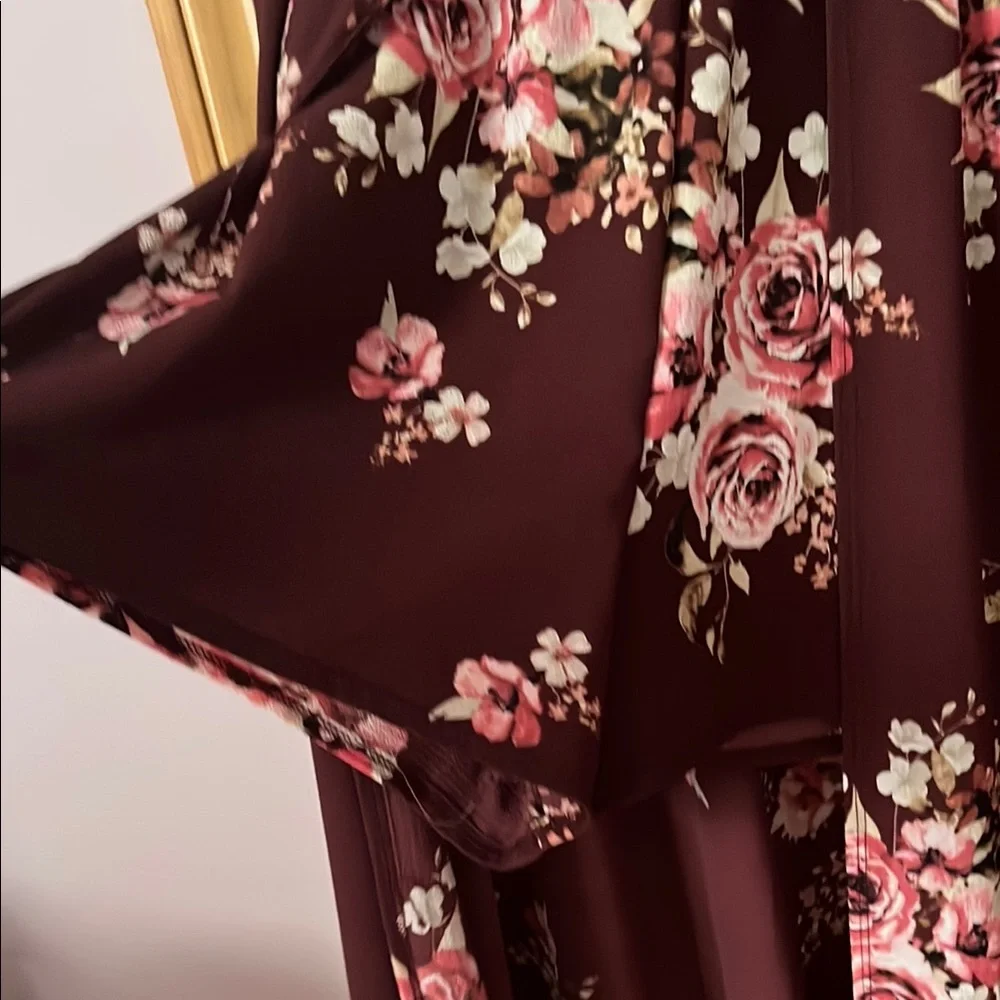 Floral Maxi Romper in Burgundy - Picture 9 of 10